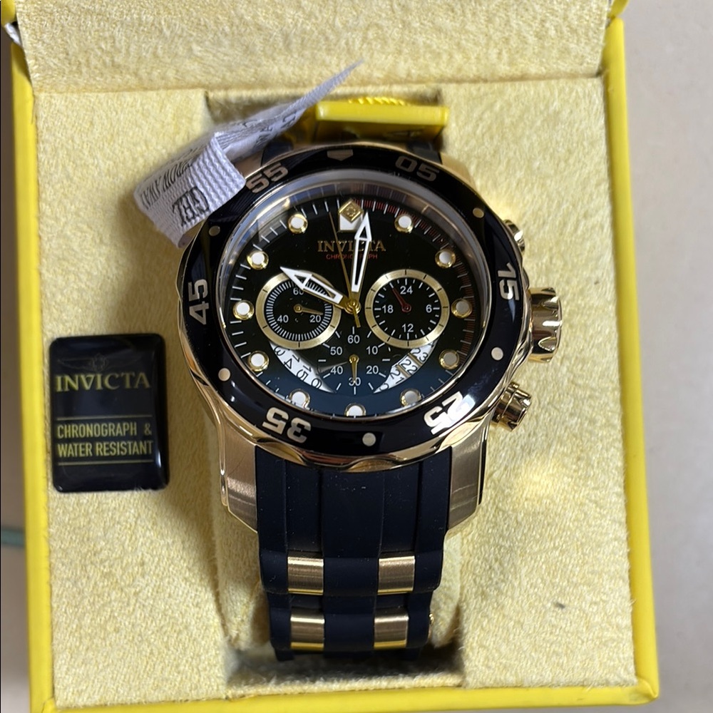 Invicta Gold and Black Chronograph Watch - Picture 1 of 5